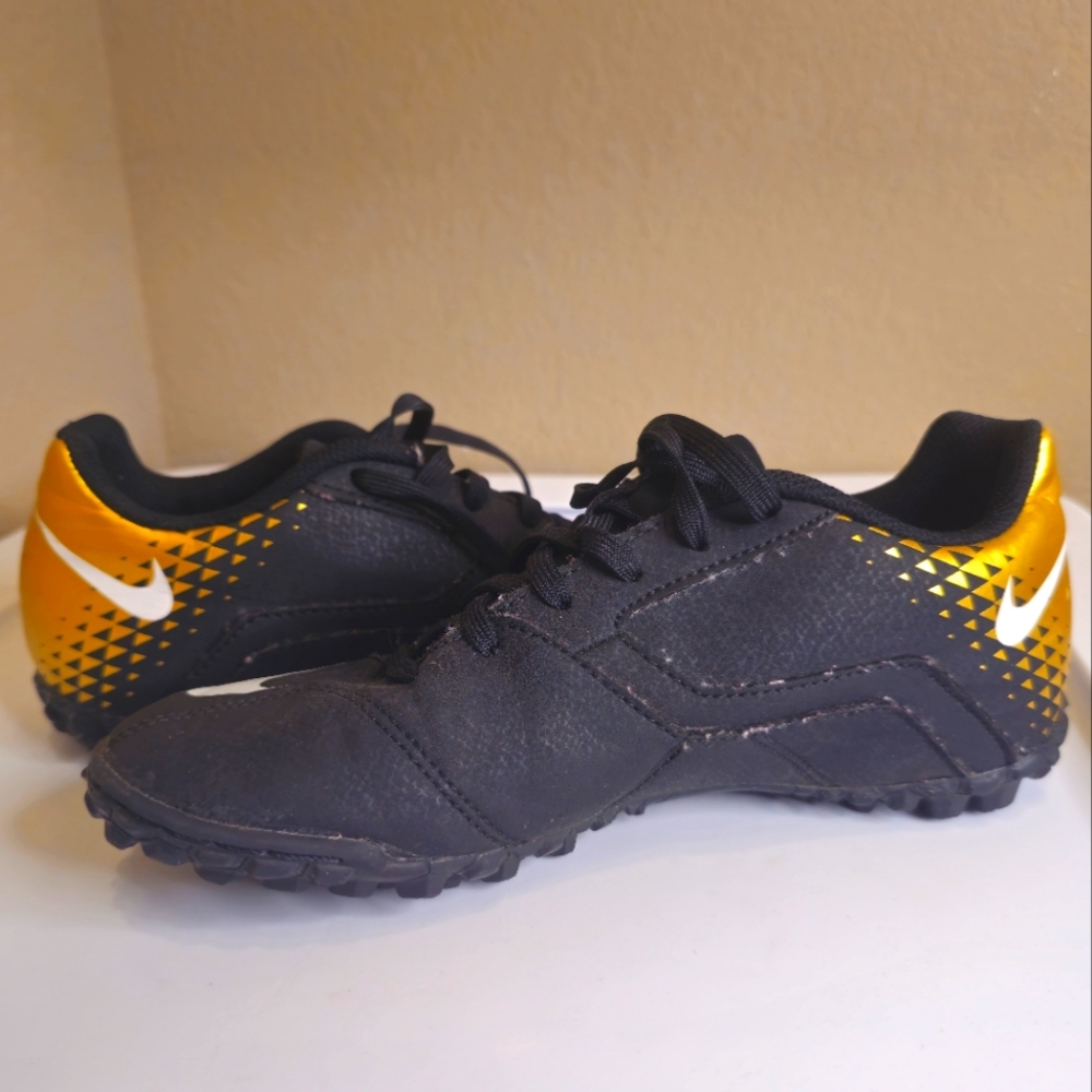 Nike BombaX IC Soccer Turf Shoes Gold and Black Youth Size 5